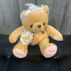 Retired Cherished Teddies Sara Teddy Bear Beanie With Satin Head Band & Tag